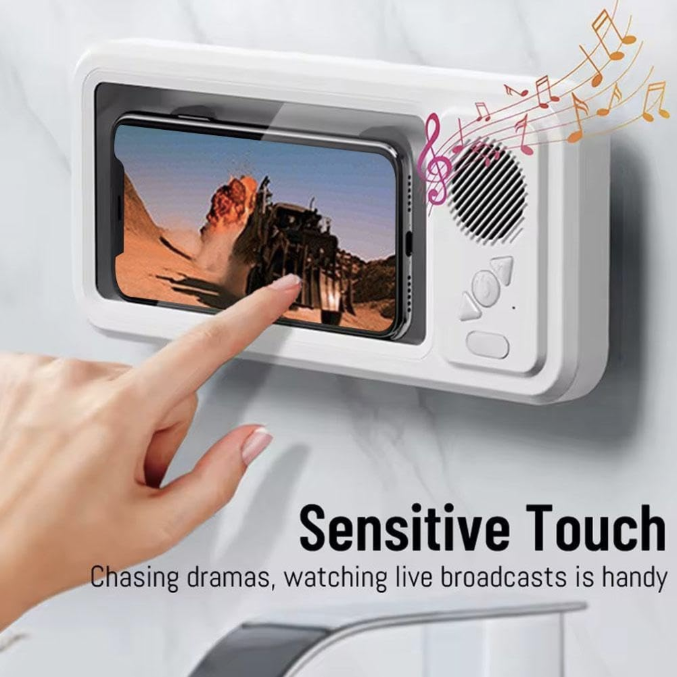Shower Phone Holder with Bluetooth Speaker